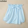 VONDA Women Fashion Ruffle Off Shoulder Tie Long Sleeve Blouses