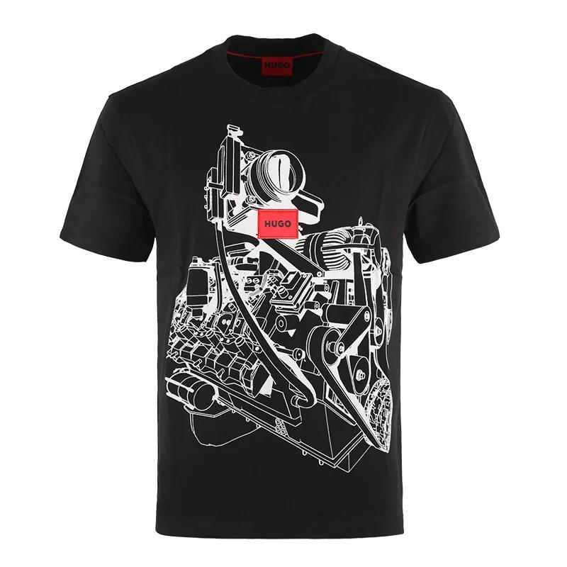 2024 Летняя мужская женская футболка, дизайнерская трендовая футболка с принтом HUGO, короткий рукав, хлопковая футболка, брендовая футболка, верхняя одежда больших размеров