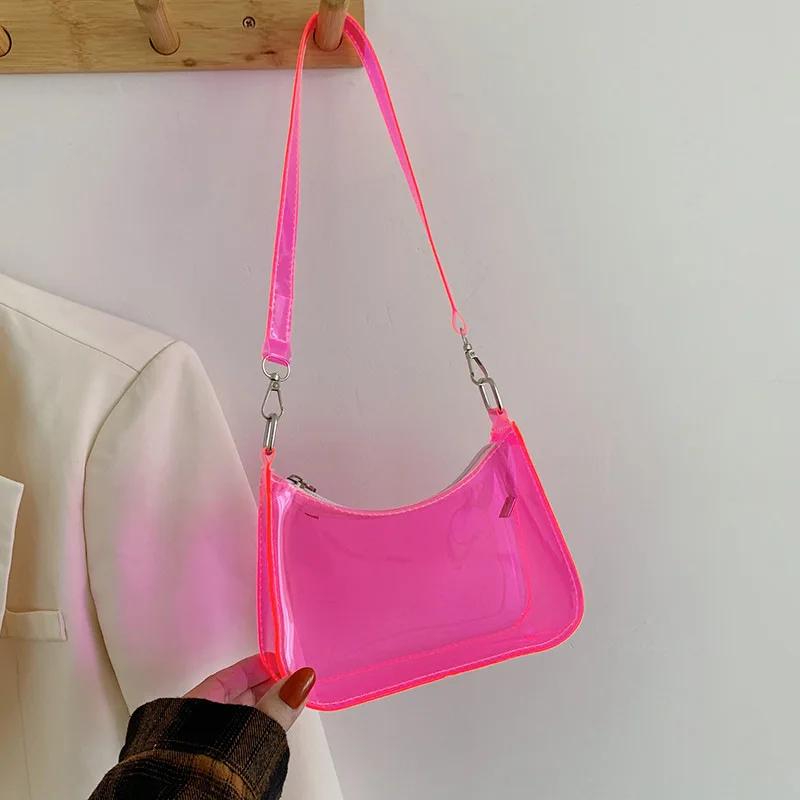 Прозрачная винтажная сумка через плечо для женщин, модная мини-сумка через плечо из ПВХ-желе, сумка через плечо