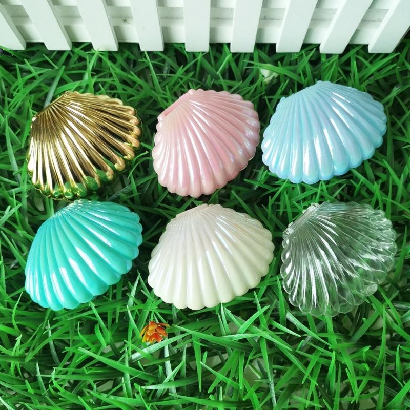 10pcs Vacuum Plated Small Shell Candy Boxes for Baby Showers and Wedding Mermaids Birthday Party Favors Containers