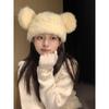 Милая плюшевая шапка-медведь для женщин, зимняя, для улицы, для велоспорта, теплая, с защитой ушей, милая шапка-ушанка