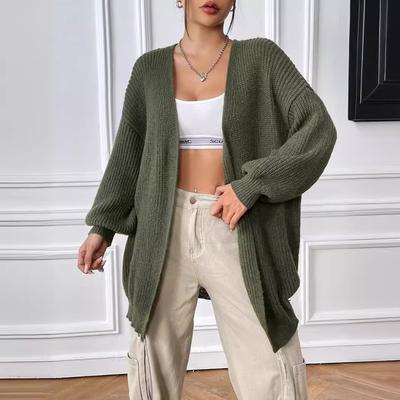 Осенне-зимний женский простой повседневный однотонный кардиган-свитер