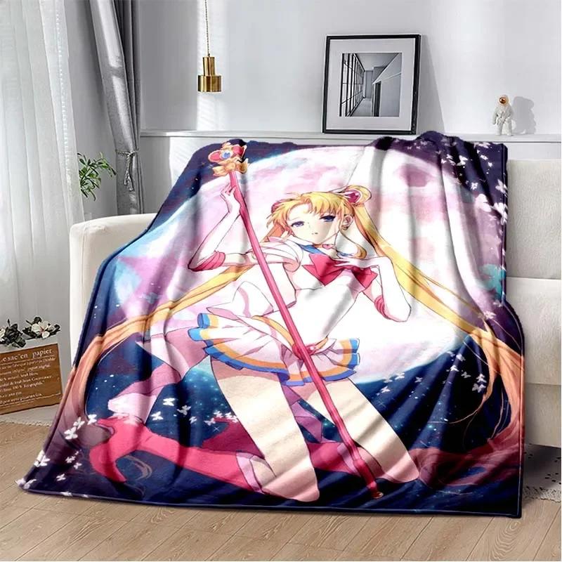 Милое одеяло с принтом в виде 3D-мультяшного персонажа S-Sailor-Moon, модное, мягкое, уютное, для гостиной, спальни, дивана-кровати, дорожное одеяло, подарок на день рождения для ребенка