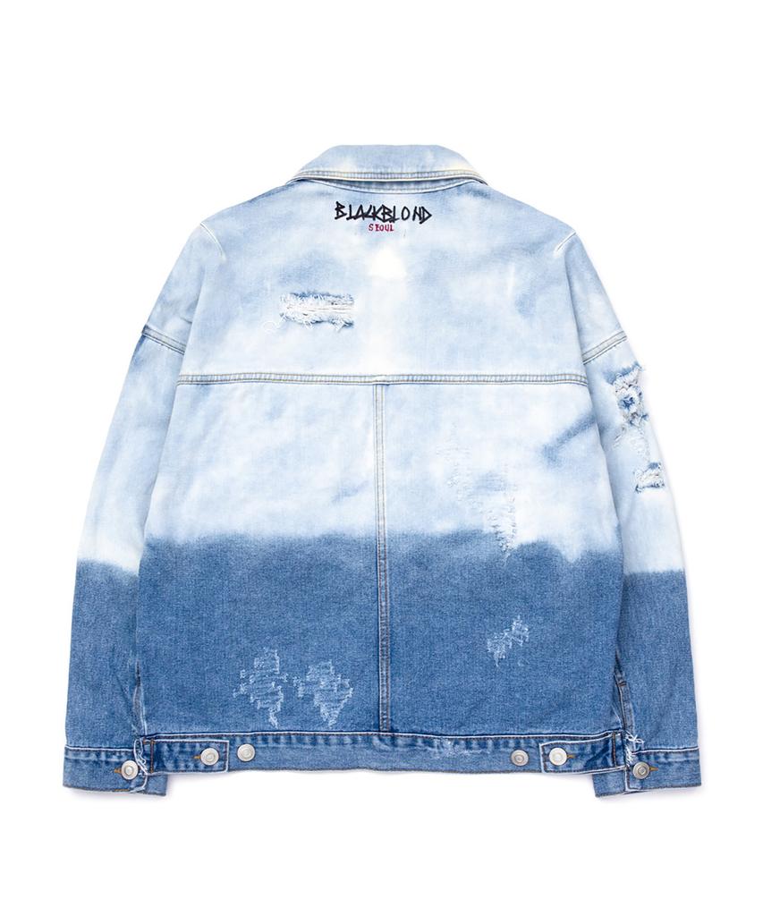 Blackblond Bbdi Utopia Bleached Custom Raglan Denim Jacket (Blue)