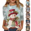 Женский модный повседневный пуловер с рукавом три четверти и рождественским принтом на воротнике