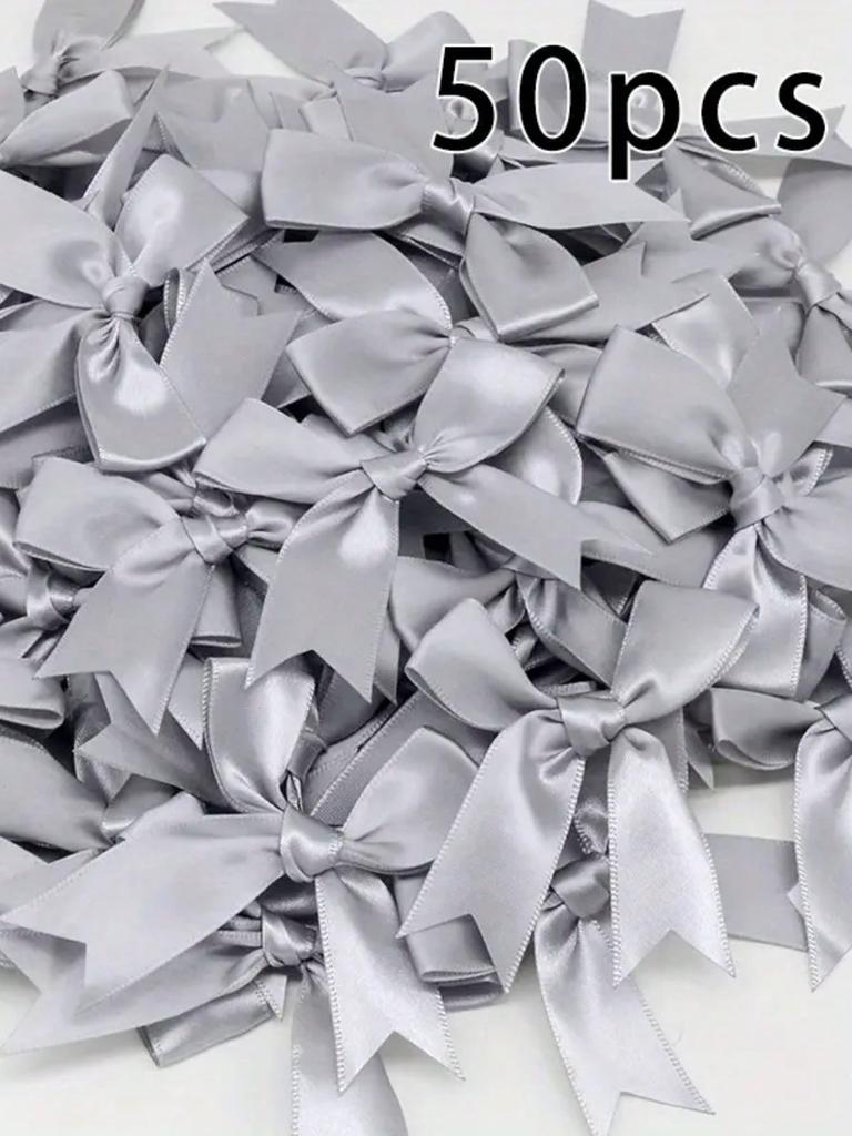 50 шт., ленточный бант, ремесленный бант, розовый, белый, цветочный, подарочная завязка, свадебное украшение, бант, бант своими руками, украшение для вечеринки по случаю рождения, украшение для выпечки
