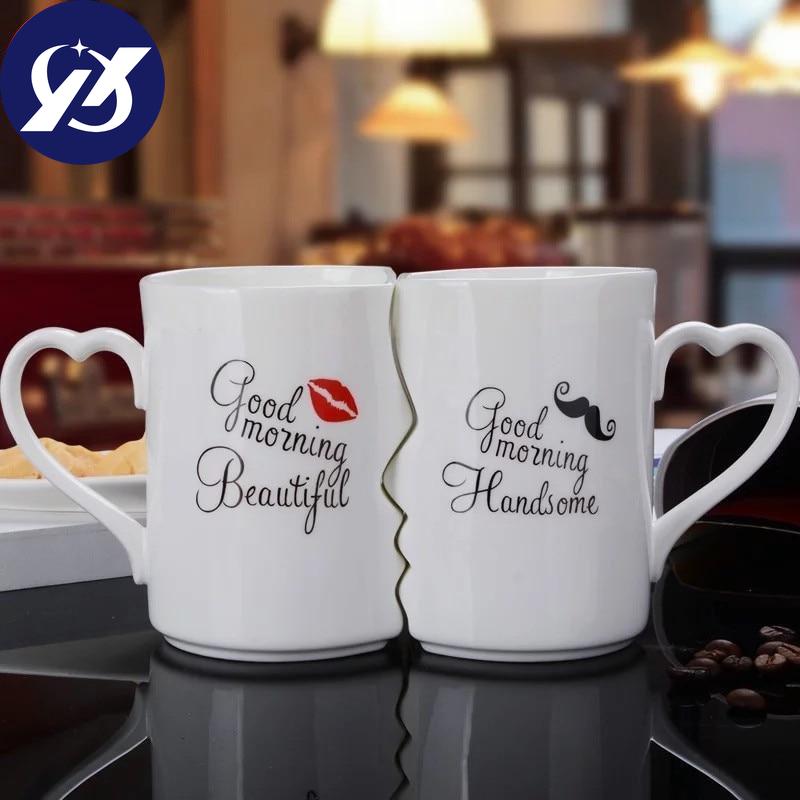 2 шт./компл., креативные кофейные кружки, пара чашек для воды, керамическая чашка Fason Kiss, кружка для молока, подарки на день Святого Валентина, день рождения, свадьбу