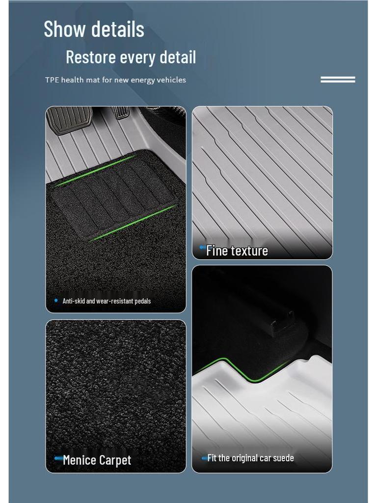 Custom TPE Car Mats for 2023 Tesla Model 3/Y - White Gray