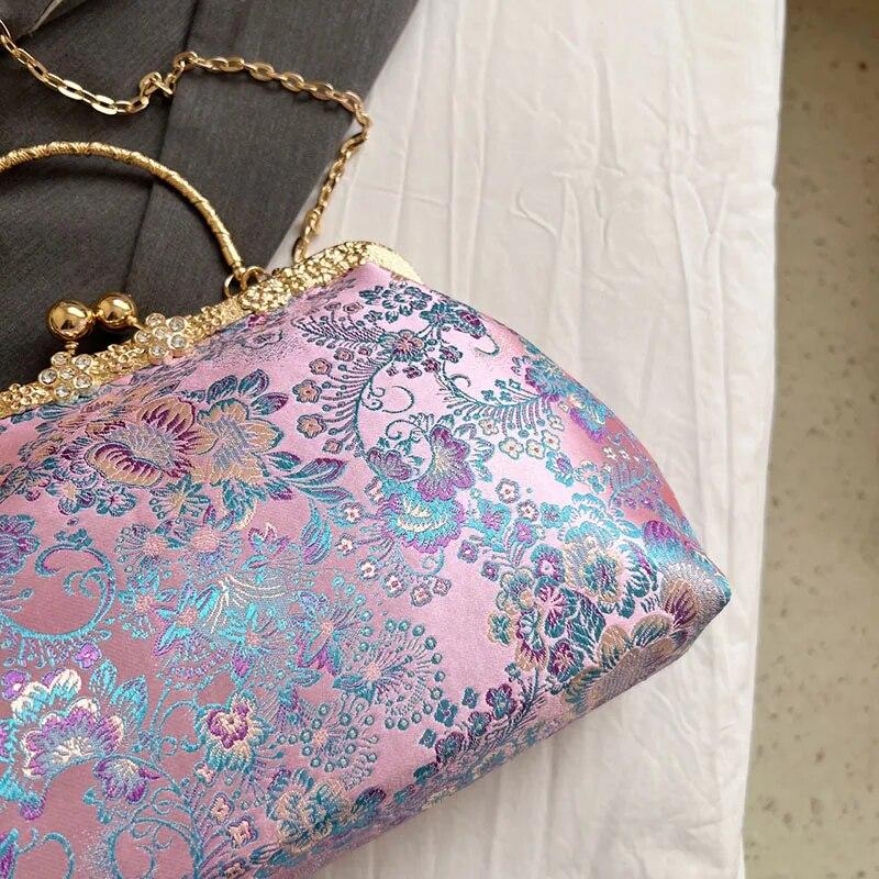 Винтажный женский свадебный клатч с цветочным замком, зажим в форме ракушки, сумки на плечо с цепочкой и бахромой, фиолетовые, синие сумки через плечо, сумки и кошельки