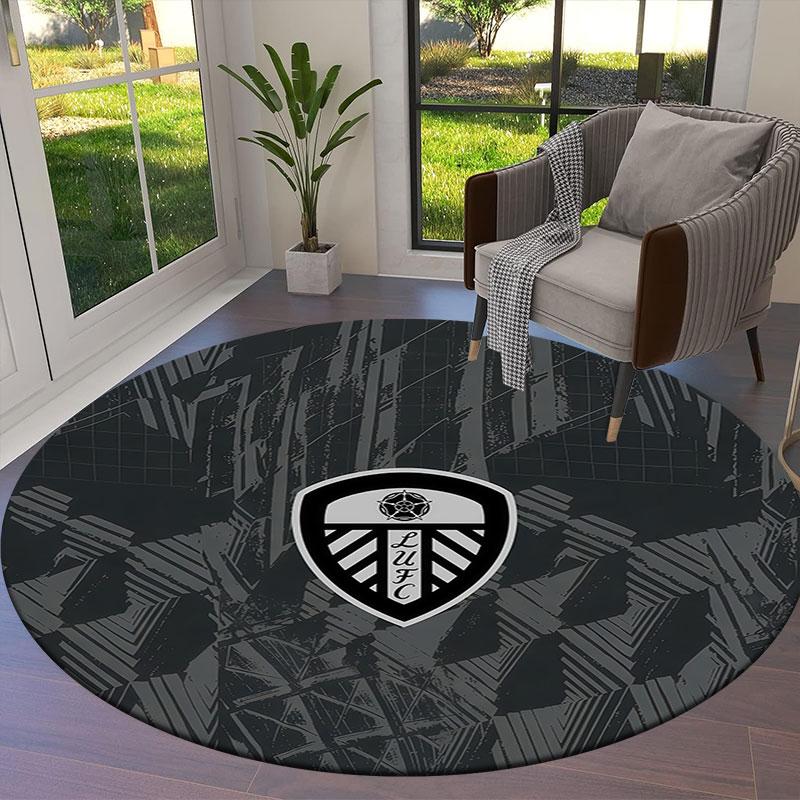 Leeds United Round Area Rug,Carpet Rug for Living Room Bedroom Sofa Playroom Decor,Non-slip Floor Mat