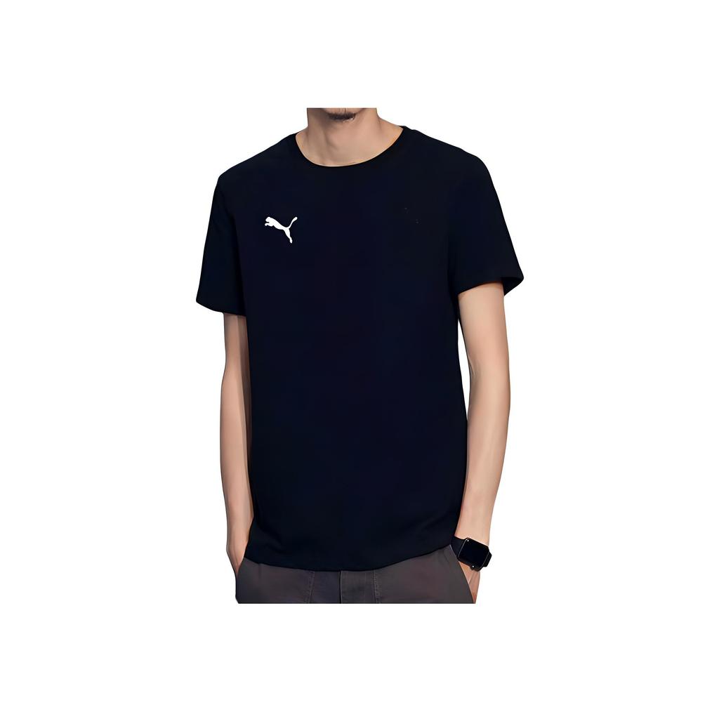 Puma Однотонная дышащая футболка с круглым вырезом и коротким рукавом для мужчин, черные 656578-03
