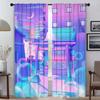 City Pop Curtains for Bedroom Halloween Decoration Kitchen Curtains 2 Pieces Window Curtain Partition Living Room Curtain Shades