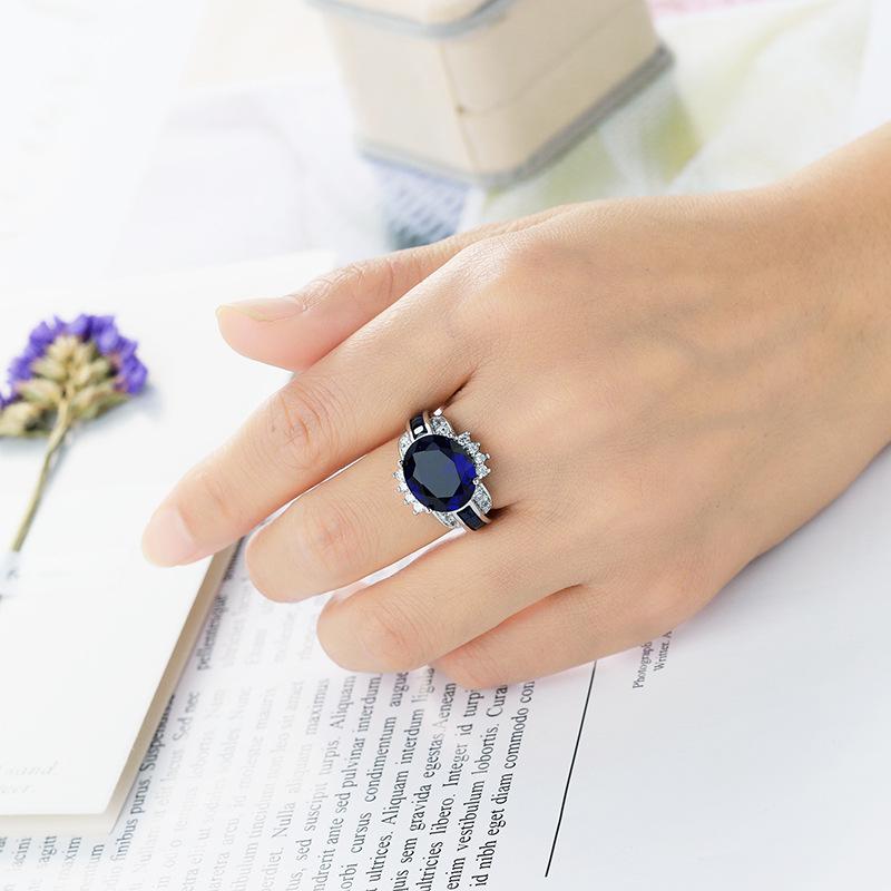 Ювелирные кольца SODROV с большим синим цирконием для женщин