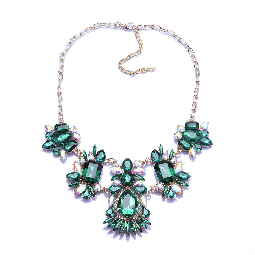 Ожерелье из цветного сплава драгоценных камней, женское, преувеличенная цепочка из сплава с бриллиантами разных цветов