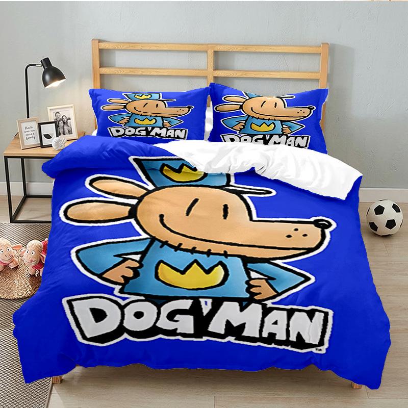 Dog Man And Friends Adventure 3PCS Bedding set,Ideal for 1pc Duvet Cover And 2pcs Pillowcases Perfect for Fan gift,Ideal for Bedroom, Dormitory