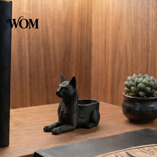 Unique Cat Home Decor Egyptian Statue, 3D Printed Bastet Figurine with Storage, God Statue Mythical Creature Desk Organizer for Office, Collectible