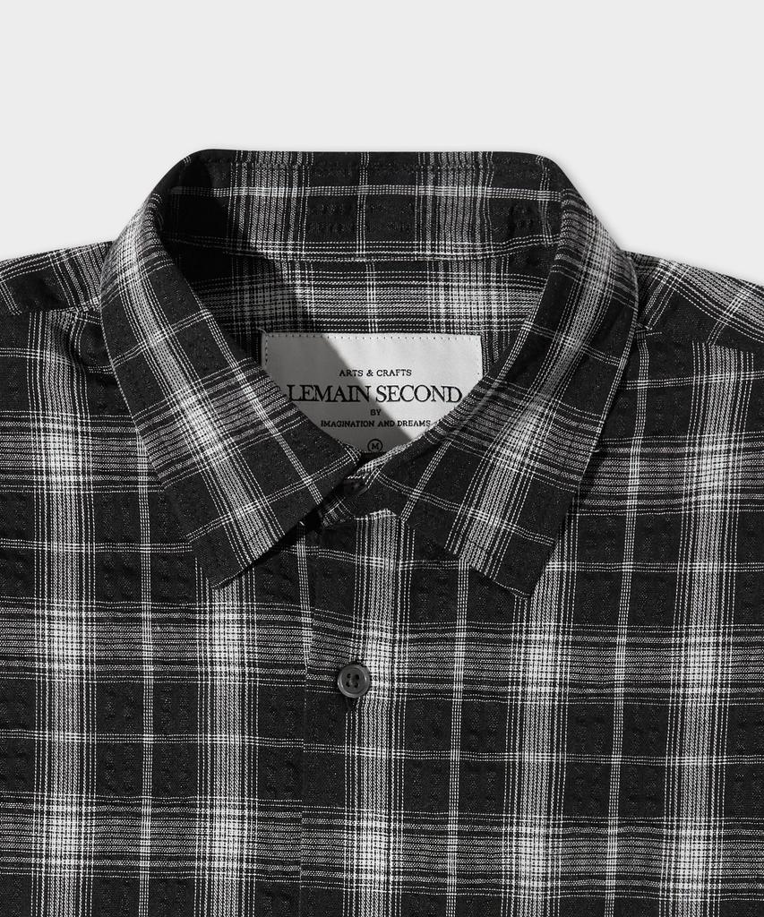 LEMAIN SECOND Check Oversized Short Sleeve Shirt [Black]
