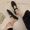 Grape mother, the same style, round head Row wind, one-word buckle belt, leather, shallow mouth flat-bottomed ballet shoes, Mary Jane single shoes, w
