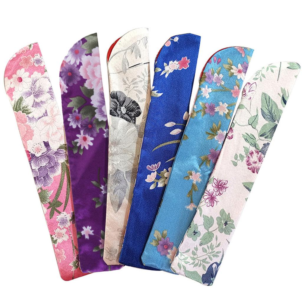 Упаковка из 5 складных шелковых сумок для хранения вееров, китайский чехол для веера, винтажный карман для цветов, защитный чехол для веера