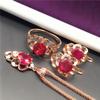 Изысканные русские серьги-клипсы из 585 фиолетового золота, модные и благородные, с покрытием из розового золота, красным камнем, золотые застежки с иностранным оттенком