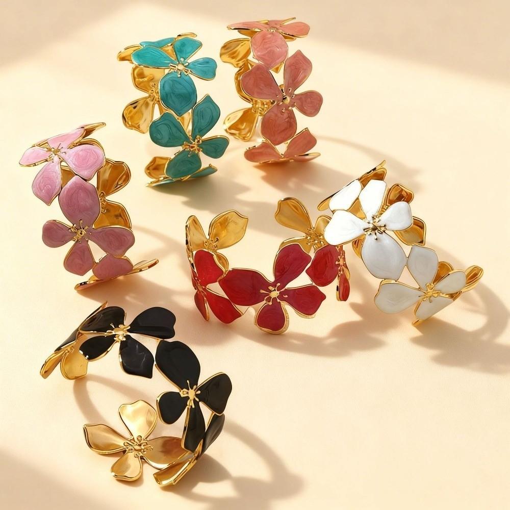 Dripping Oil Floral Bracelet Fashion Jewelry Women's Bracelet Fashion Open Bangle Bracelet Women