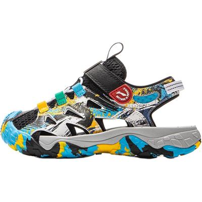 Li Ning Детские Уличные Удобные Универсальные Нескользящие Прочные Сандалии с Низким Верхом Детские Сандалии Черные Синие YKEV030-3