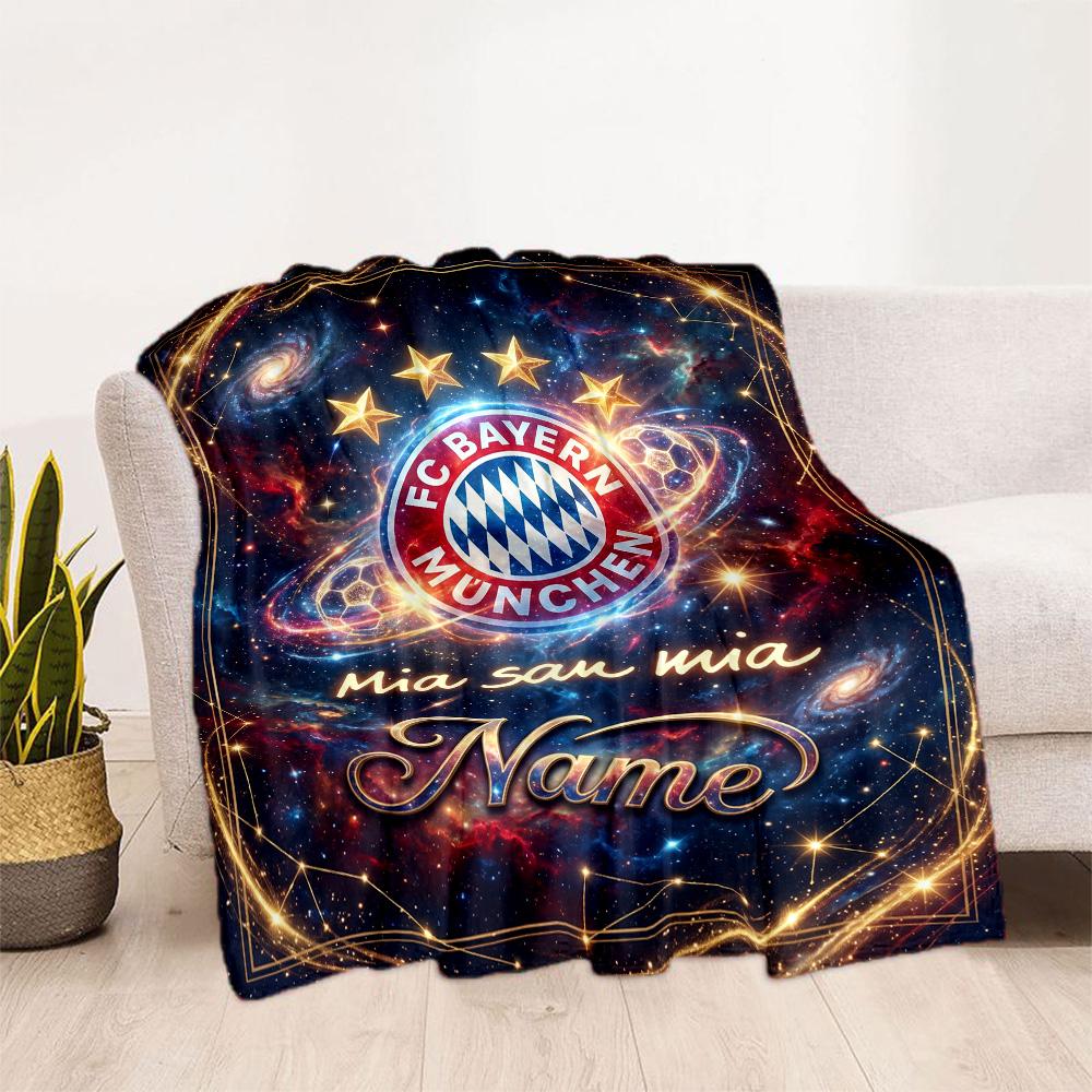 Bayern Munich Galaxy Fan Art Customize Your Name Blanket Throw Customizable Blanket Durable Comfort Suitable for Picnics Office Chair Seaside