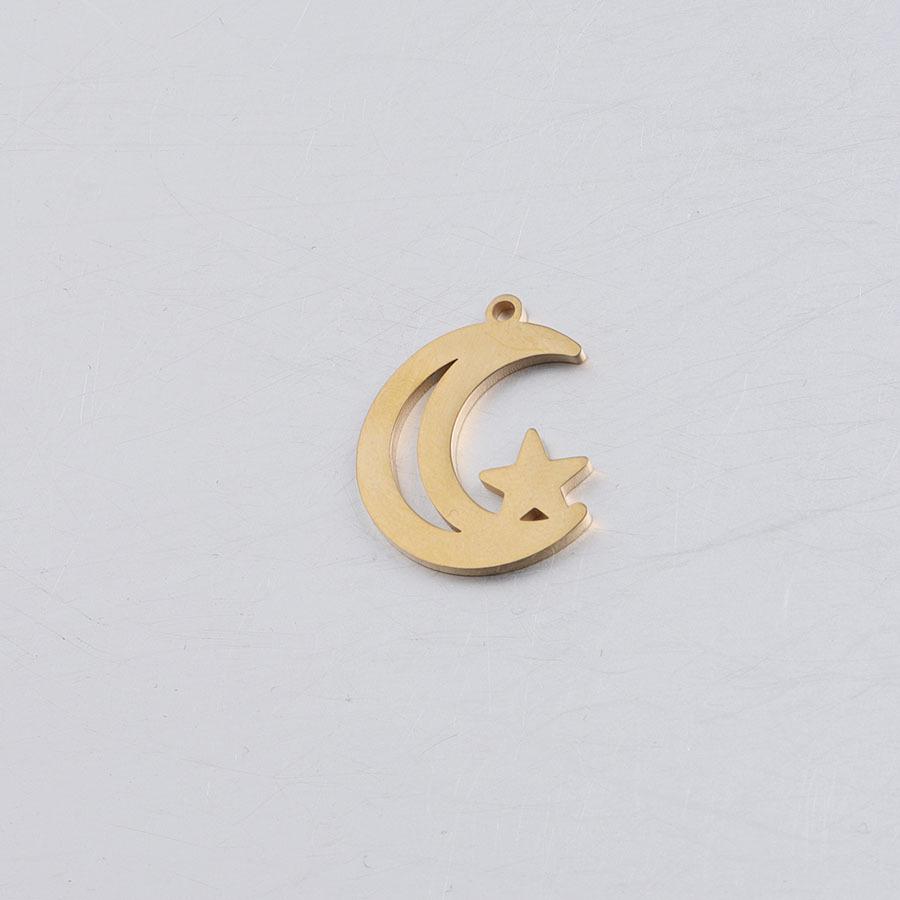 Подвески из нержавеющей стали в виде пятиконечной звезды и луны 18x22.4мм