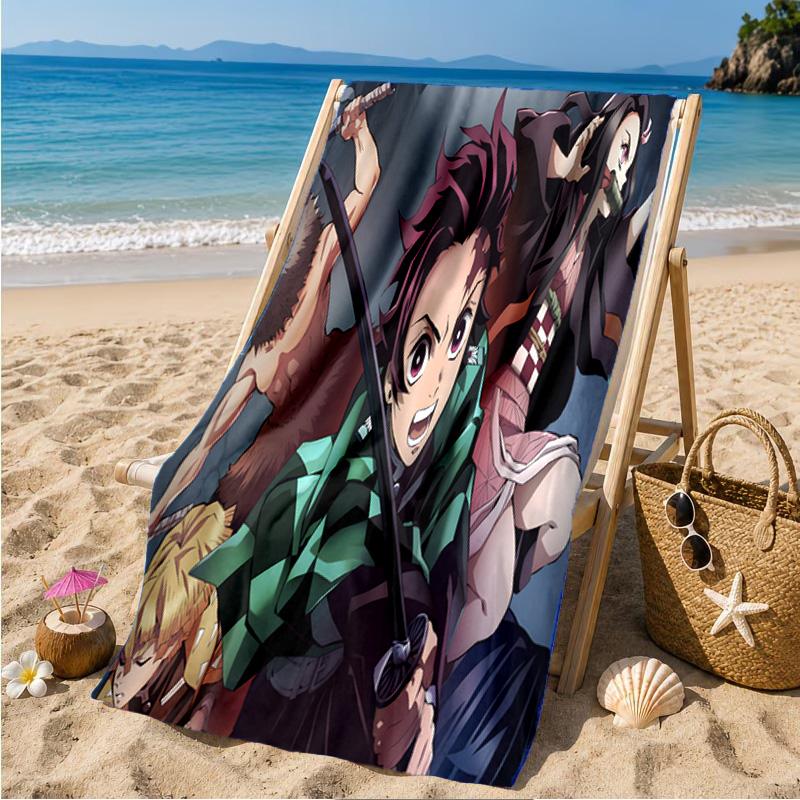 Demon Anime Group Beach Towel Microfiber Beach Towel, Lightweight and Quick-Dry, for Summer Travel, Swimming Pool Fan Birthday Gift