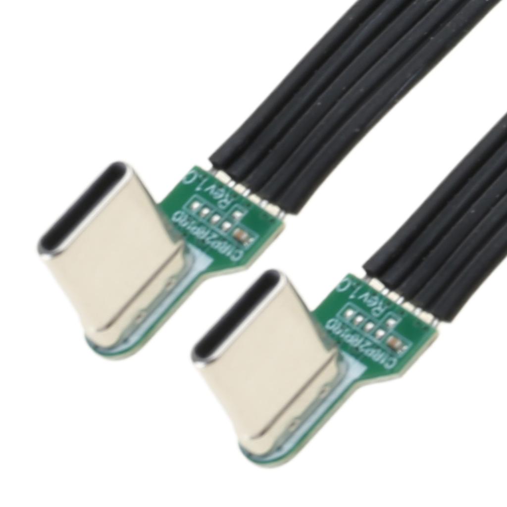 Гибкий кабель Type C - Type C плоский силиконовый мягкий провод с левым и правым угловыми разъемами, 8 вариантов длины для камер и электроники
