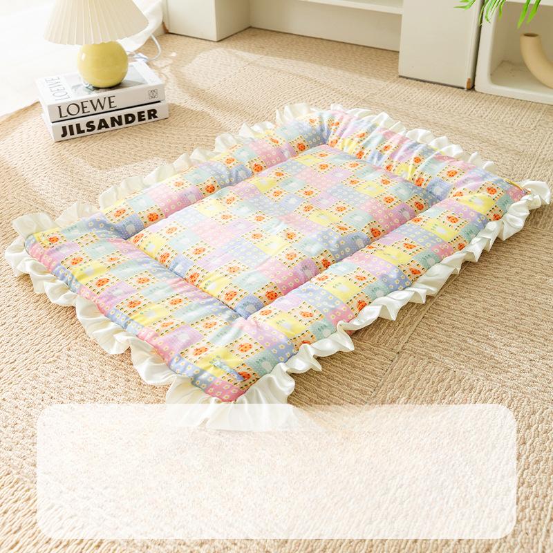 Корейский принтованный кружевной коврик на все времена года для собак, кошек, для дома, повседневный двусторонний коврик, одеяло для домашних животных