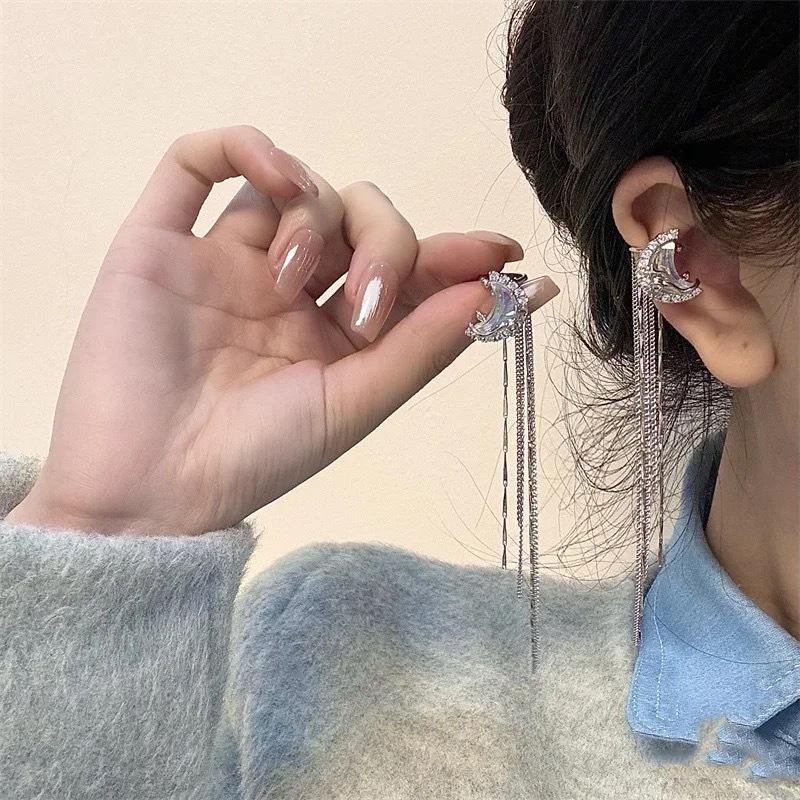 Серьги-клипсы с бахромой из искусственных кристаллов розы, супер фея, сладкий и крутой ветер, бабочка без проколов ушей, клипсы для козелка, премиальные серьги.