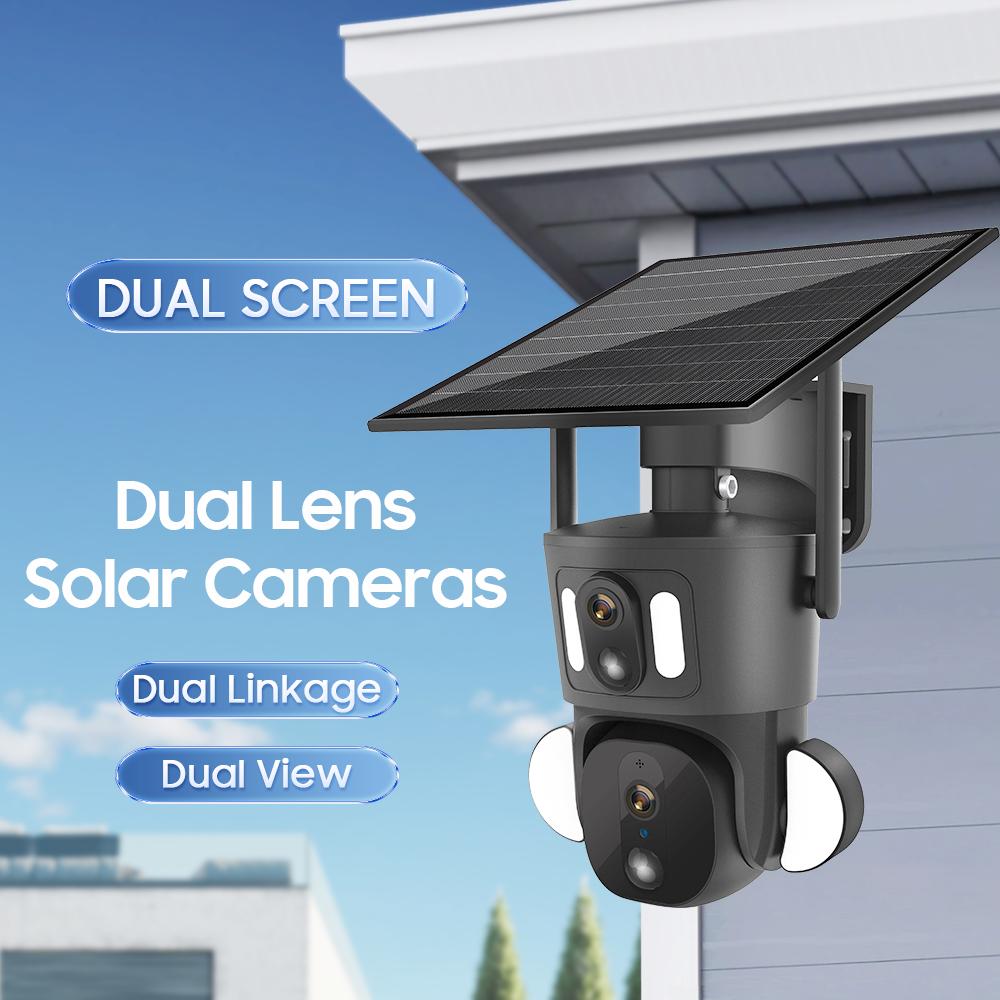 Экран 4G Солнечная Безопасность Kage Уличная 2K HD WiFi PTZ Двойной PIR Обнаружение Человек Автоматическое Отслеживание Камера Видеонаблюдения