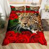 Леопардовый Постельный Комплект Дикий Гепард Пододеяльник Розовый Романтичный Цветочный Пододеяльник Для Мальчиков Девочек Декор Комнаты Полуторный Двуспальный Квинсайз Кингсайз