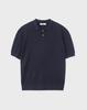 WORK ON BODY OFF Cool Bamboo Semi-Overfit Cable Collar Short Sleeve Knit [Navy]