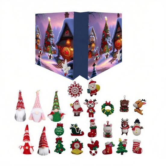 Рождественский адвент-календарь «Гномы» на 2025 год, коробка для отсчета 24 дней с фигурками гномов, праздничный дом