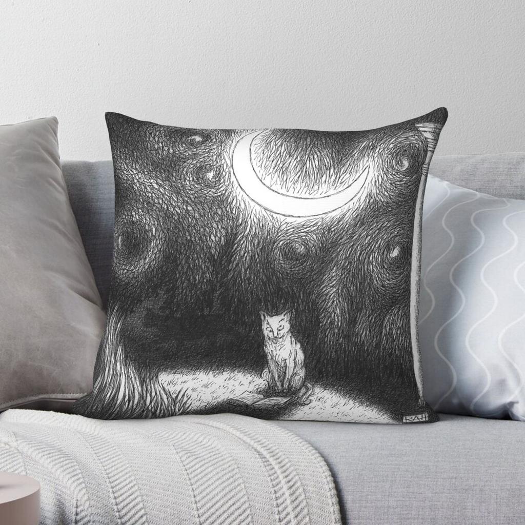 Cat Reads Moonlight Galaxy Swirls Pillowcase Polyester Linen Velvet Printed Zip Decorative Pillow Case Home Cushion Cover
