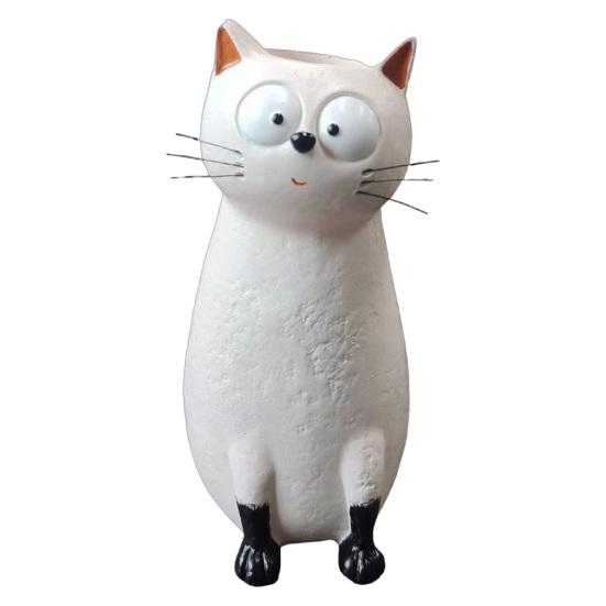 Lifelike Cat Figurine Quirky Vase, Cute Resin Flower Holder for Desk Shelf, Mini Planter Dried Flowers, Creative Home Decor Ornament,