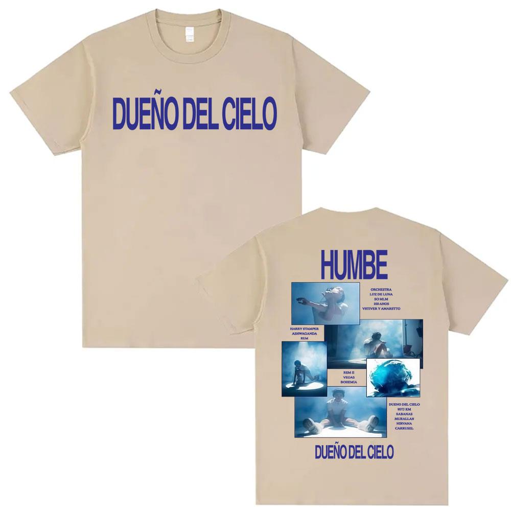 Singer Humbe Album Dueno Del Cielo Tour 2026 Tshirts Unisex Harajuku Street Oversized Summer Men Casual ONeck Cotton Tshirt