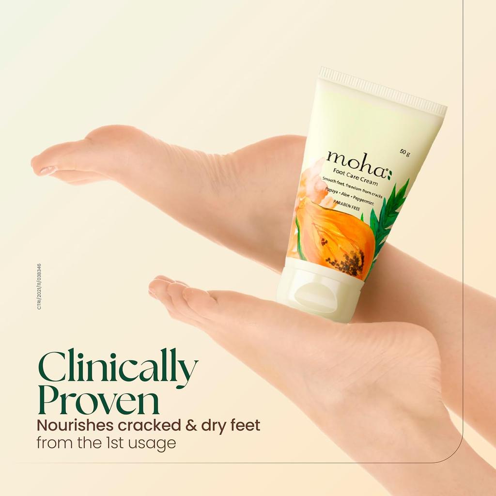 Moha Foot Cream for Dry Cracked Feet 50gm Pack of 1 | Deep Nourishment, Cooling & Vegan Heel Repair Cream