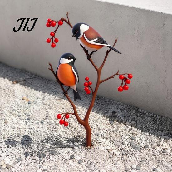 Decorative Outdoor Yard Art Metal Garden Stake, Cute Frog Lotus Leaf/Mushroom/Birds on Tree Branch Gardening Gifts for Women Sign, Lawn Ornament