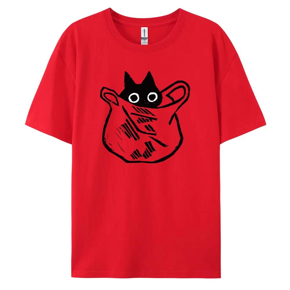 Cat Casual Mens Cotton TShirt with Cartoon Prints Short Sleeve Tee