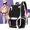 Large School Bags for Teenage Girls USB Port Canvas Schoolbag Student Book Bag Fashion Black Pink Teen School Backpack