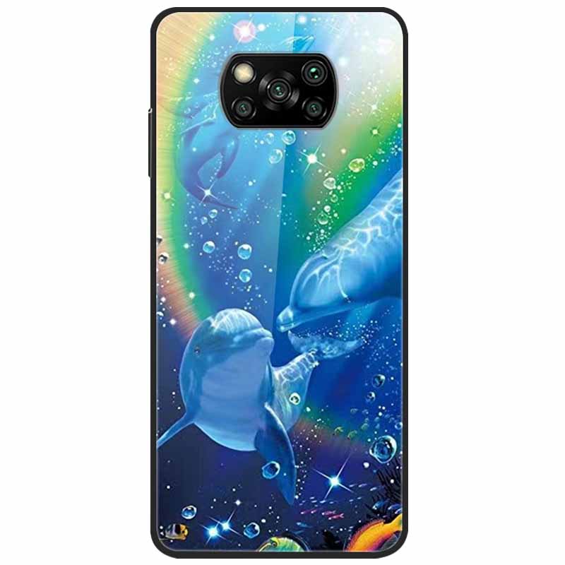 For Poco X3 Pro Case Fashion Cute Tempered Glass Luxury Coque Covers for Xiaomi Poco X3 NFC Cases PocoX3 X 3 Bumper Protector
