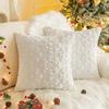 45x45cm Christmas Tree Square Throw Pillow Cases Snowflake Shaggy Plush PillowCases Embroidered Sofa Cushion Cover Home Decor