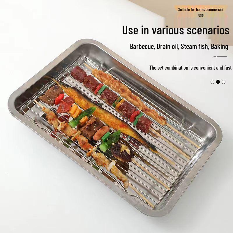 ZISIZ Stainless Steel Deep Draining Tray with Rack