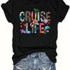 Женская повседневная футболка с принтом Cruise Life Pattern, топы из хлопка с коротким рукавом и круглым вырезом