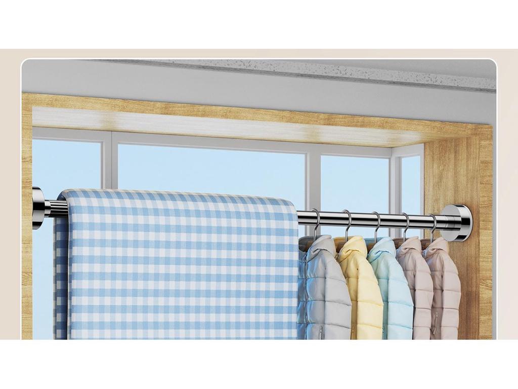 Telescopic Stainless Steel Curtain & Clothes Drying Rod (Punch-Free, Nail-Free)