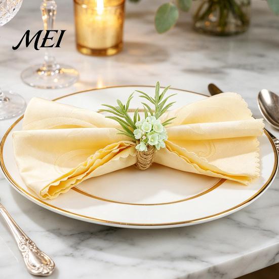 Rustic Table Decor Artificial Rosemary Napkin Ring, Farmhouse Wooden Ring Holder, Faux Boho Dining Accessories Flower for Wedding Bridal Shower