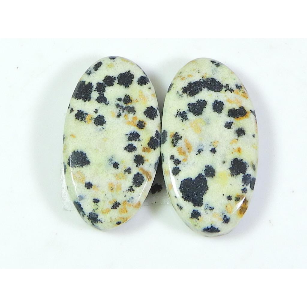 Натуральный Далматин Парный Овальный Кабошон Свободный Драгоценный Камень 11X21X04 ММ SK-187